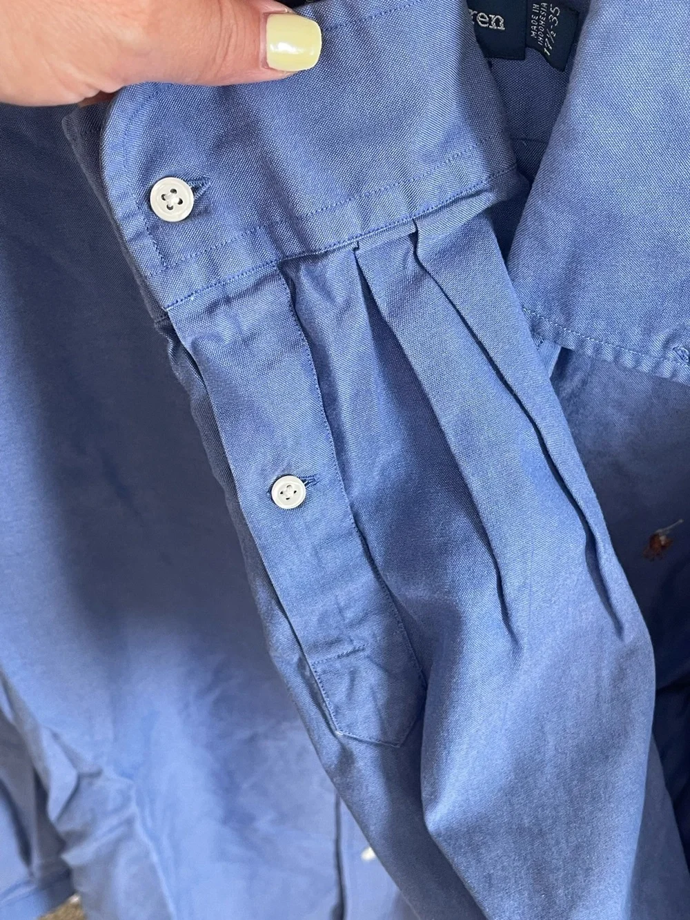 Vintage Ralph Lauren Yarmouth Blue Pinpoint Oxford button down Shirt 17.5 35